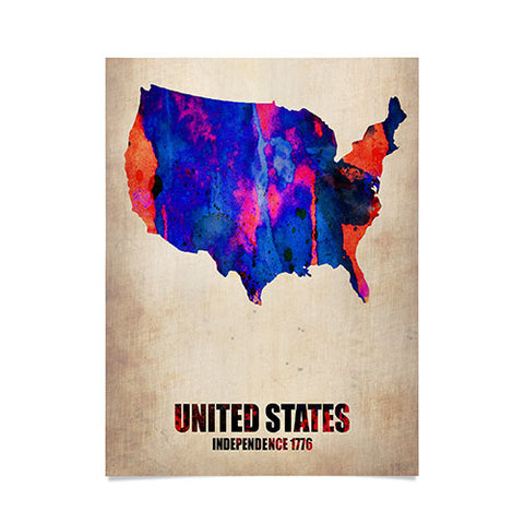 Naxart USA Watercolor Map 1 Poster