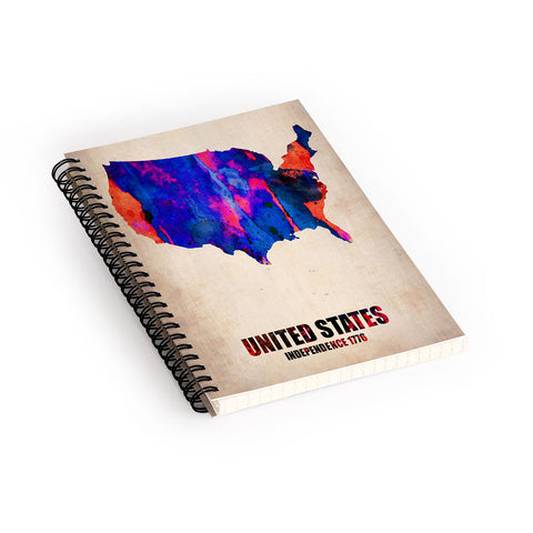 Naxart USA Watercolor Map 1 Spiral Notebook
