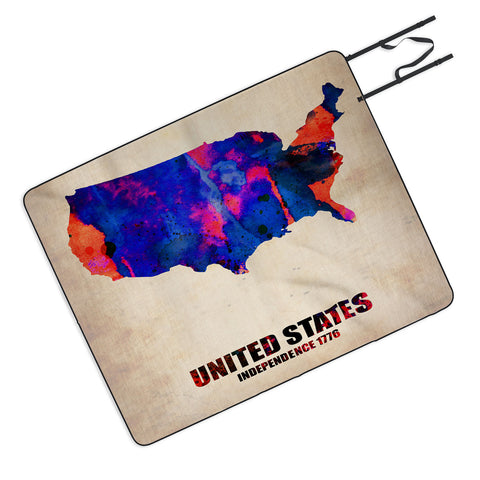 Naxart USA Watercolor Map 1 Picnic Blanket