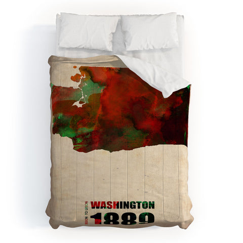 Naxart Washington Watercolor Map Comforter