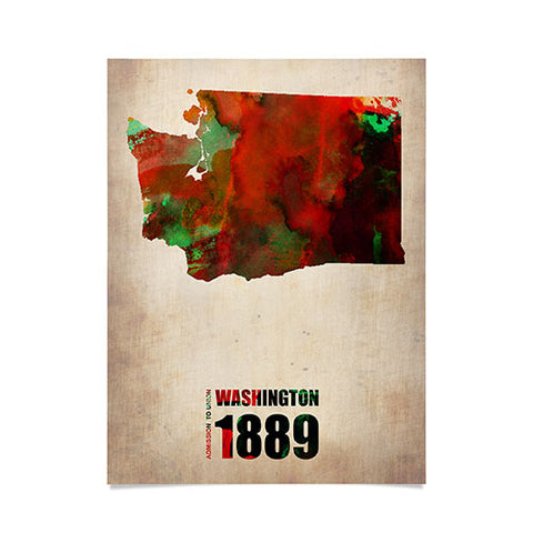 Naxart Washington Watercolor Map Poster