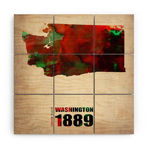 Naxart Washington Watercolor Map Wood Wall Mural