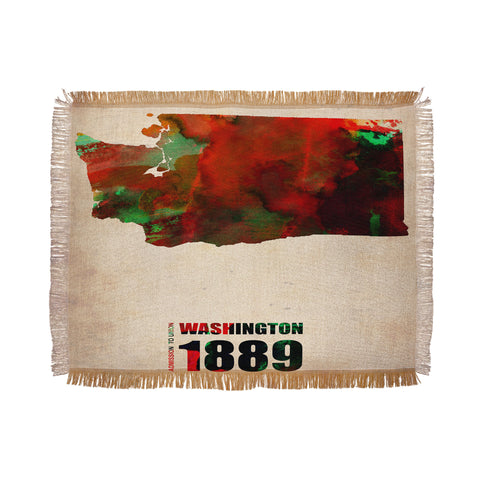 Naxart Washington Watercolor Map Throw Blanket