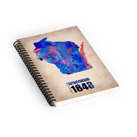 Naxart Wisconsin Watercolor Map Spiral Notebook