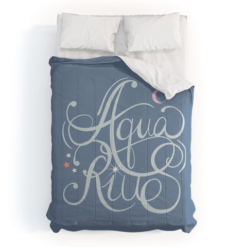 Nelvis Valenzuela Aquarius Zodiac Script Lettering Comforter