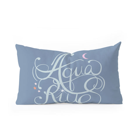 Nelvis Valenzuela Aquarius Zodiac Script Lettering Oblong Throw Pillow