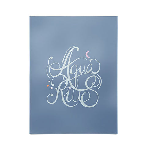 Nelvis Valenzuela Aquarius Zodiac Script Lettering Poster