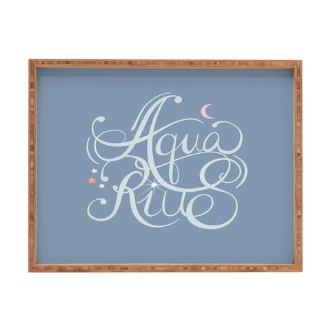 Nelvis Valenzuela Aquarius Zodiac Script Lettering Rectangular Tray