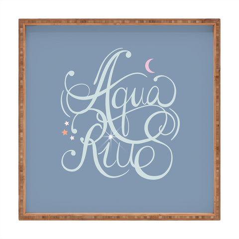Nelvis Valenzuela Aquarius Zodiac Script Lettering Square Tray