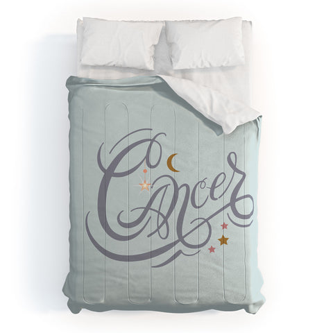 Nelvis Valenzuela Cancer Zodiac Script lettering Comforter