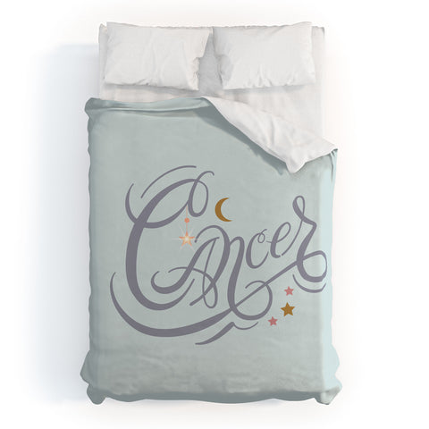 Nelvis Valenzuela Cancer Zodiac Script lettering Duvet Cover
