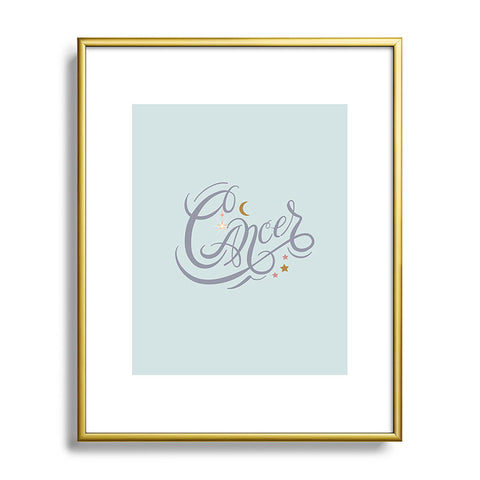 Nelvis Valenzuela Cancer Zodiac Script lettering Metal Framed Art Print