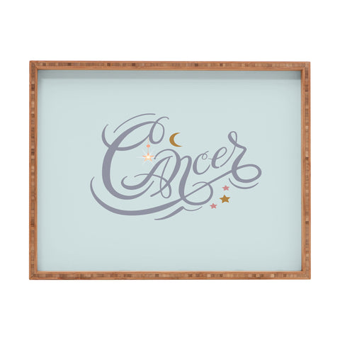 Nelvis Valenzuela Cancer Zodiac Script lettering Rectangular Tray