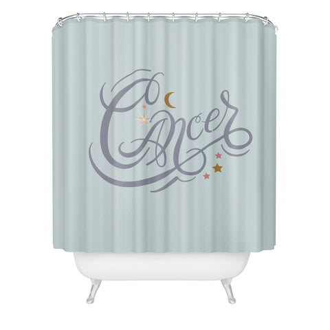 Nelvis Valenzuela Cancer Zodiac Script lettering Shower Curtain