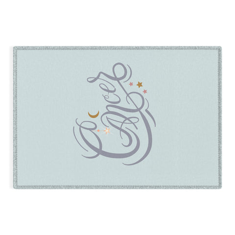 Nelvis Valenzuela Cancer Zodiac Script lettering Outdoor Rug