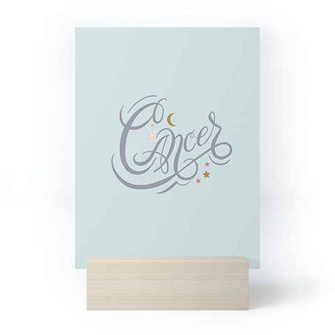 Nelvis Valenzuela Cancer Zodiac Script lettering Mini Art Print