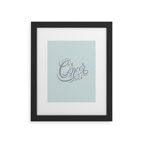 Nelvis Valenzuela Cancer Zodiac Script lettering Framed Art Print
