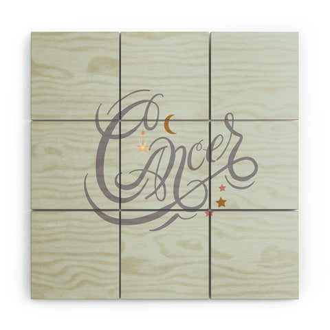 Nelvis Valenzuela Cancer Zodiac Script lettering Wood Wall Mural