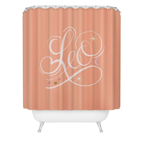 Nelvis Valenzuela Leo zodiac Script lettering Shower Curtain
