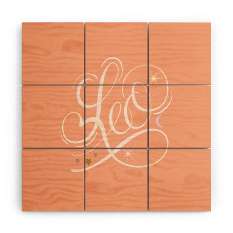 Nelvis Valenzuela Leo zodiac Script lettering Wood Wall Mural