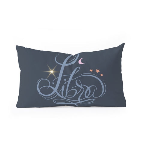 Nelvis Valenzuela Libra Zodiac Script Lettering Oblong Throw Pillow