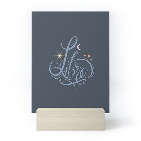 Nelvis Valenzuela Libra Zodiac Script Lettering Mini Art Print