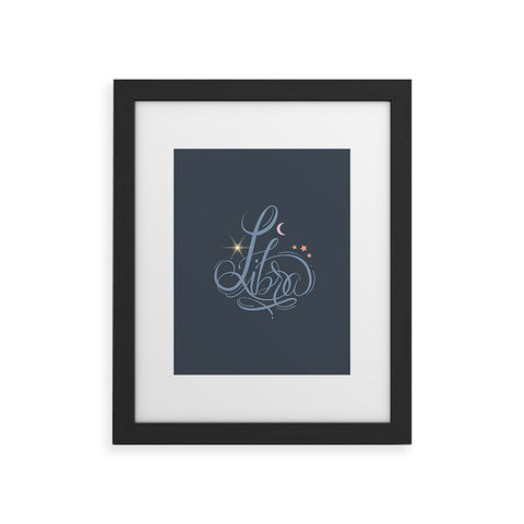 Nelvis Valenzuela Libra Zodiac Script Lettering Framed Art Print