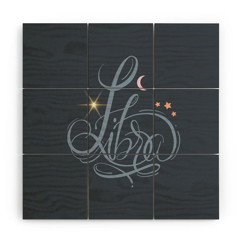 Nelvis Valenzuela Libra Zodiac Script Lettering Wood Wall Mural