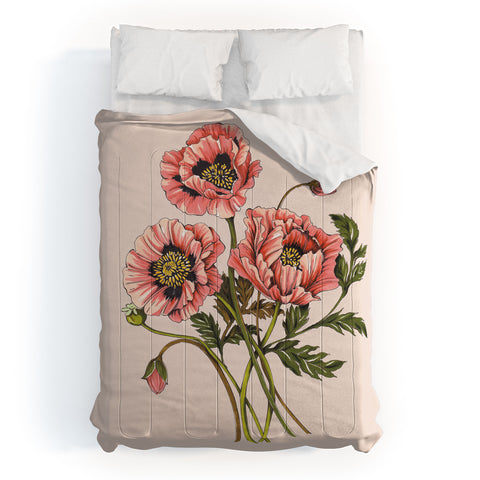 Nelvis Valenzuela Pink Shirley Poppies Comforter