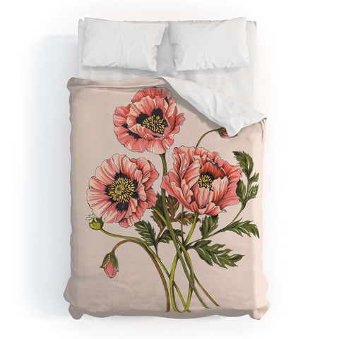 Nelvis Valenzuela Pink Shirley Poppies Duvet Cover