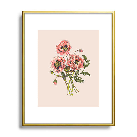 Nelvis Valenzuela Pink Shirley Poppies Metal Framed Art Print