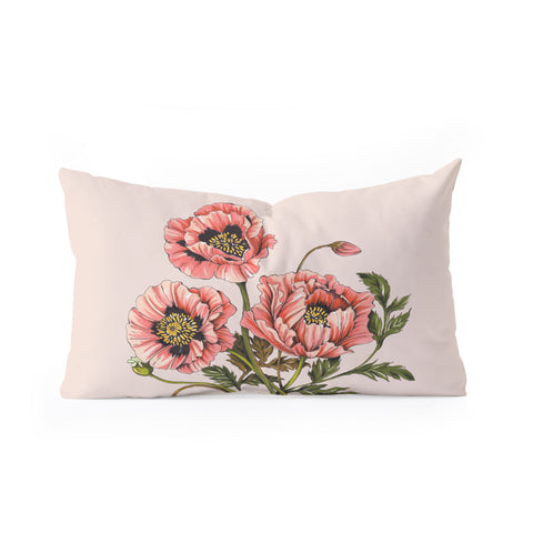 Nelvis Valenzuela Pink Shirley Poppies Oblong Throw Pillow