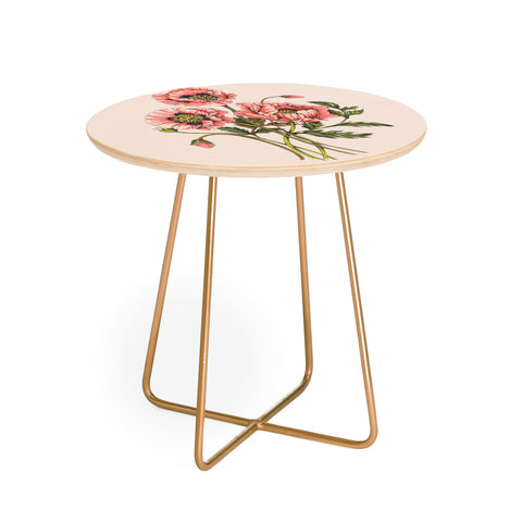 Nelvis Valenzuela Pink Shirley Poppies Round Side Table