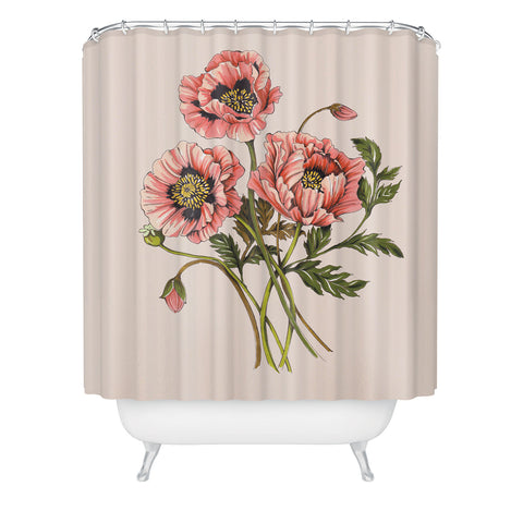 Nelvis Valenzuela Pink Shirley Poppies Shower Curtain