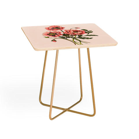 Nelvis Valenzuela Pink Shirley Poppies Side Table