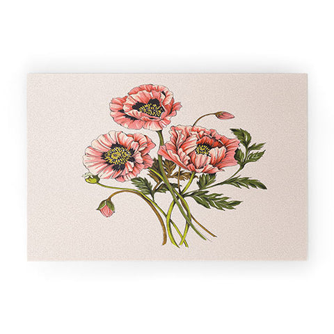 Nelvis Valenzuela Pink Shirley Poppies Welcome Mat