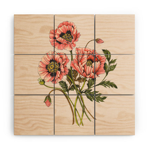 Nelvis Valenzuela Pink Shirley Poppies Wood Wall Mural