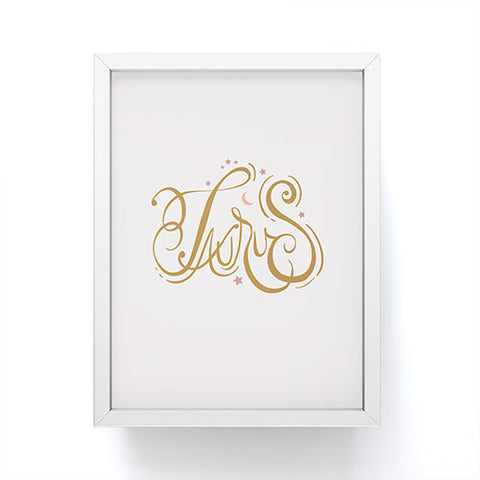 Nelvis Valenzuela Taurus Zodiac Script Lettering Framed Mini Art Print