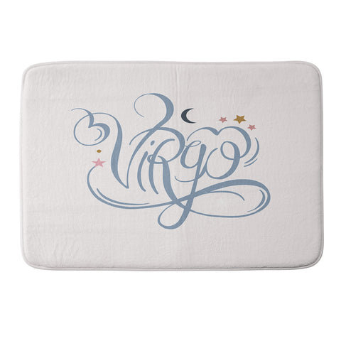 Nelvis Valenzuela Virgo Zodiac Script lettering Memory Foam Bath Mat