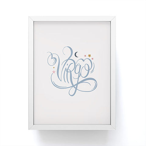 Nelvis Valenzuela Virgo Zodiac Script lettering Framed Mini Art Print