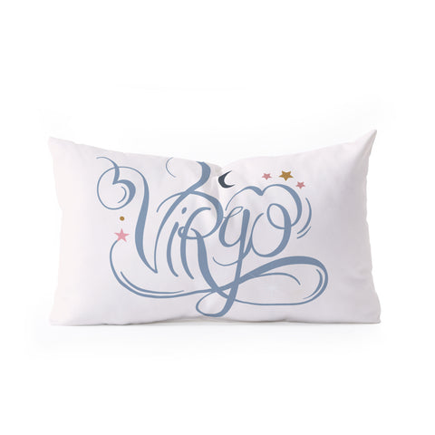 Nelvis Valenzuela Virgo Zodiac Script lettering Oblong Throw Pillow