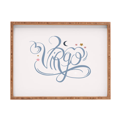Nelvis Valenzuela Virgo Zodiac Script lettering Rectangular Tray