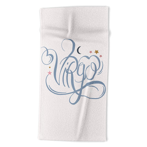 Nelvis Valenzuela Virgo Zodiac Script lettering Beach Towel
