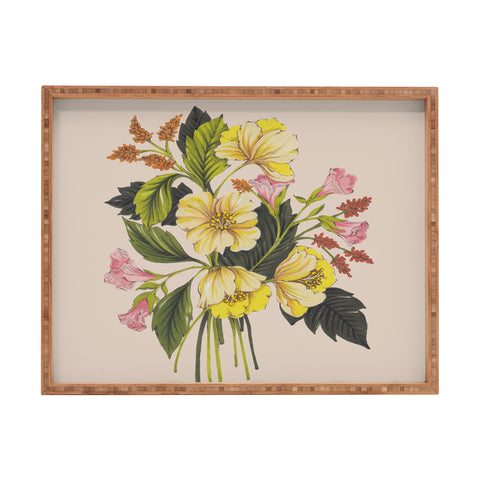 Nelvis Valenzuela Yellow Flower bunch Rectangular Tray