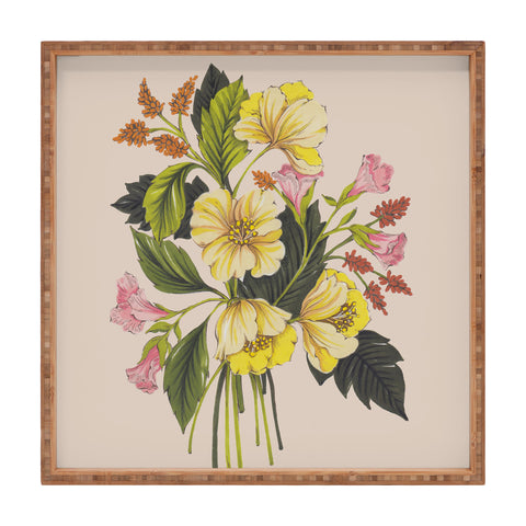 Nelvis Valenzuela Yellow Flower bunch Square Tray