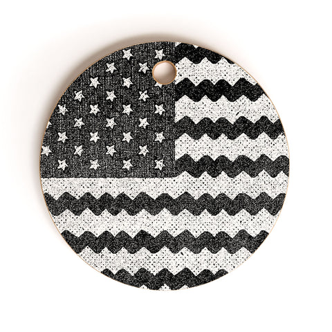 Nick Nelson Black and White Zig Zag Flag Cutting Board Round