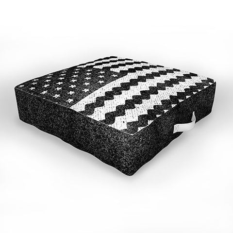 Nick Nelson Black and White Zig Zag Flag Outdoor Floor Cushion