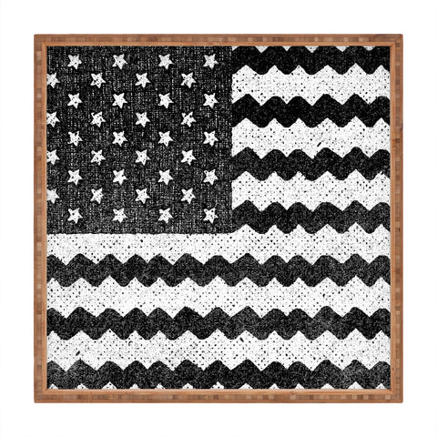 Nick Nelson Black and White Zig Zag Flag Square Tray