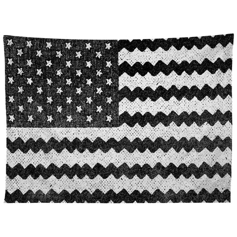 Nick Nelson Black and White Zig Zag Flag Tapestry