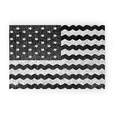 Nick Nelson Black and White Zig Zag Flag Welcome Mat